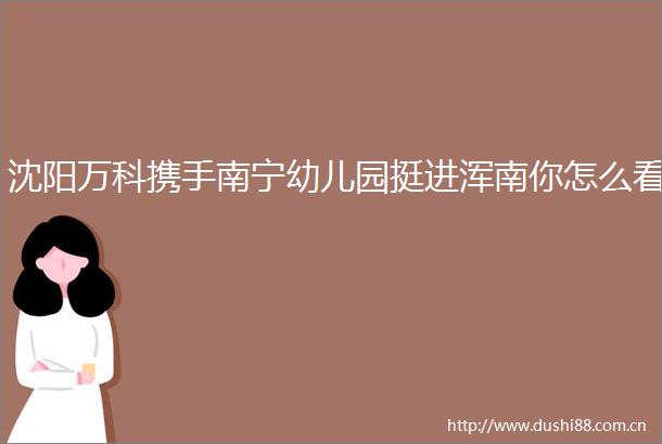 沈阳万科携手南宁幼儿园挺进浑南你怎么看