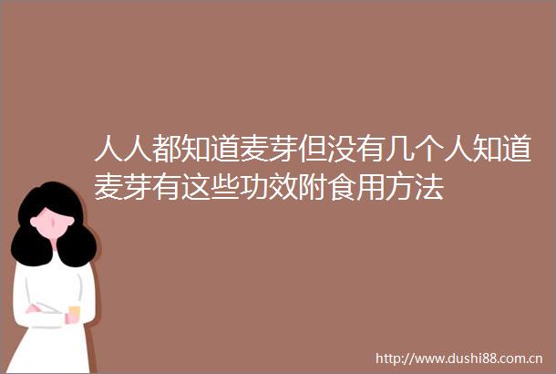 人人都知道麦芽但没有几个人知道麦芽有这些功效附食用方法