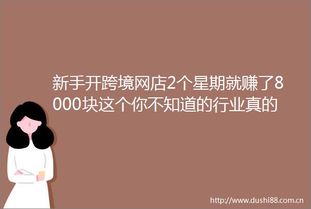 新手开跨境网店2个星期就赚了8000块这个你不知道的行业真的很赚钱