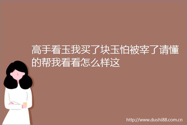 高手看玉我买了块玉怕被宰了请懂的帮我看看怎么样这