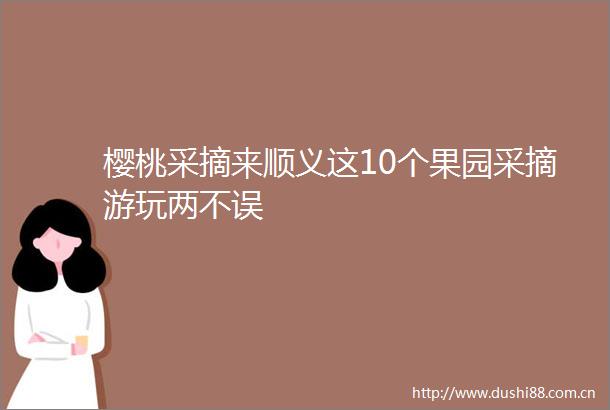 樱桃采摘来顺义这10个果园采摘游玩两不误