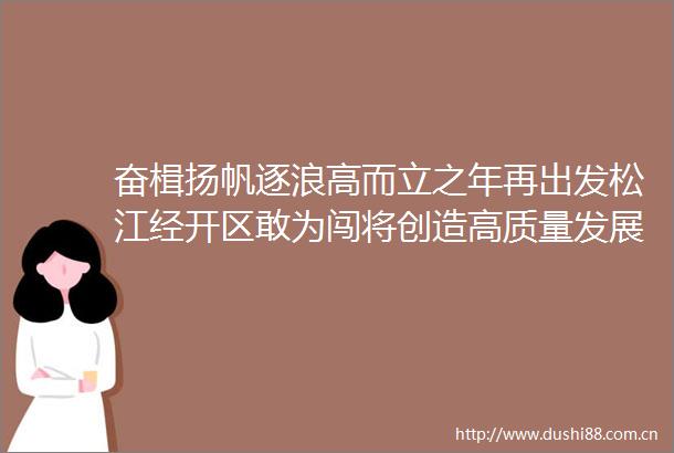 奋楫扬帆逐浪高而立之年再出发松江经开区敢为闯将创造高质量发展新奇迹