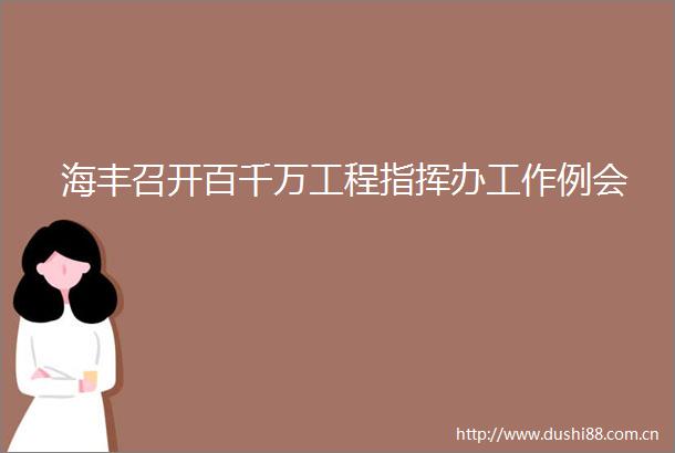 海丰召开百千万工程指挥办工作例会