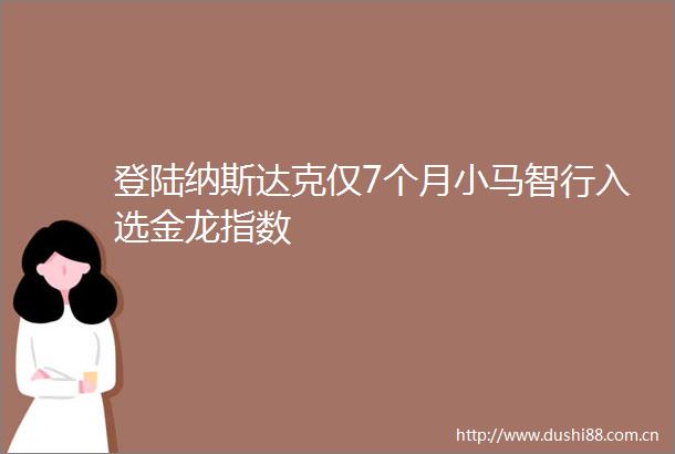 登陆纳斯达克仅7个月小马智行入选金龙指数
