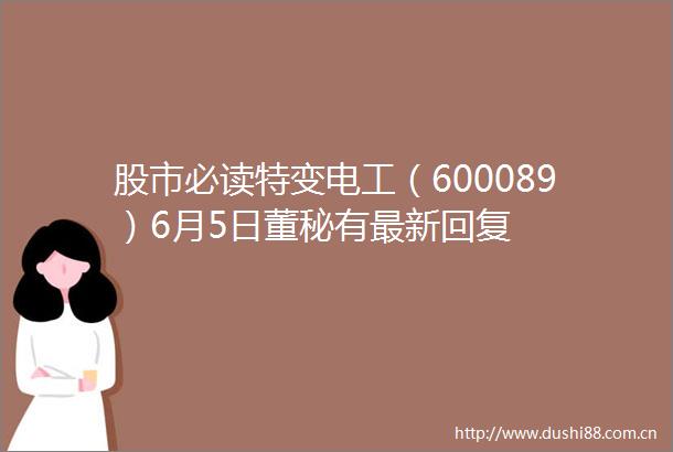 股市必读特变电工（600089）6月5日董秘有最新回复