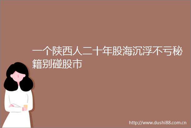 一个陕西人二十年股海沉浮不亏秘籍别碰股市