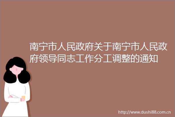 南宁市关于南宁市同志工作分工调整的通知