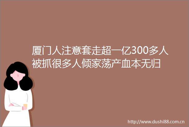厦门人注意套走超一亿300多人被抓很多人倾家荡产血本无归