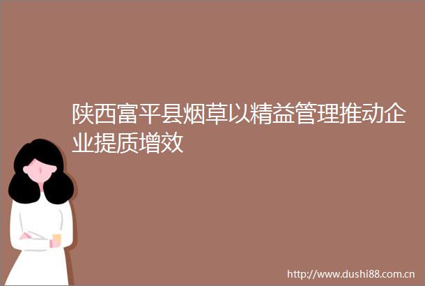 陕西富平县烟草以精益管理推动企业提质增效