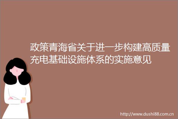 政策青海省关于进一步构建高质量充电基础设施体系的实施意见