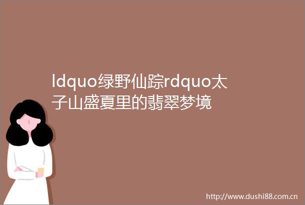 ldquo绿野仙踪rdquo太子山盛夏里的翡翠梦境