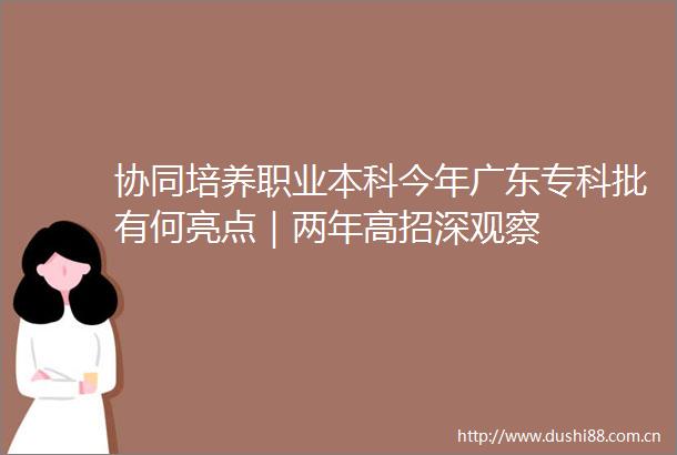 协同培养职业本科今年广东专科批有何亮点｜两年高招深观察