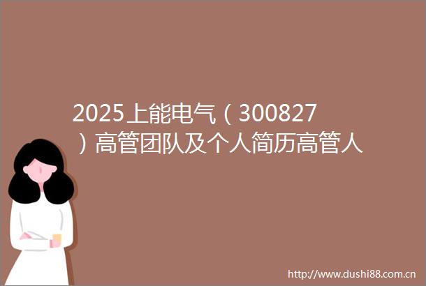 2025上能电气（300827）高管团队及个人简历高管人