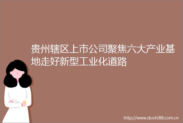 贵州辖区上市公司聚焦六大产业基地走好新型工业化道路