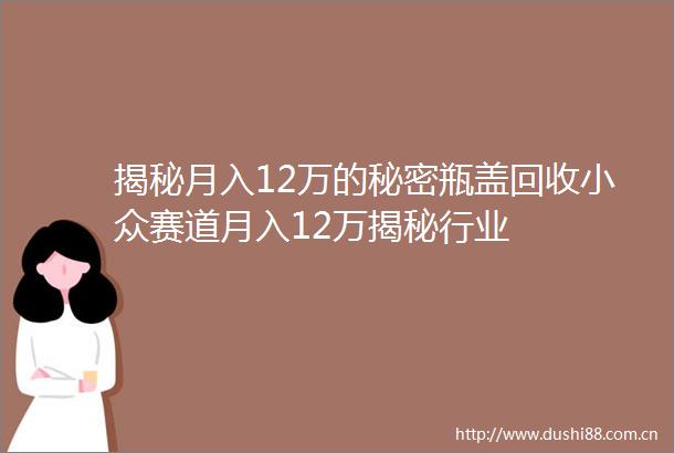 揭秘月入12万的秘密瓶盖回收小众赛道月入12万揭秘行业