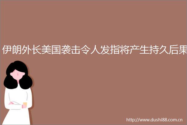 伊朗外长美国袭击令人发指将产生持久后果