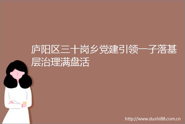 庐阳区三十岗乡党建引领一子落基层治理满盘活
