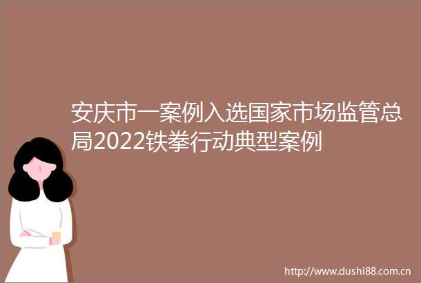 安庆市一案例入选市场监管总局2022铁拳行动典型案例