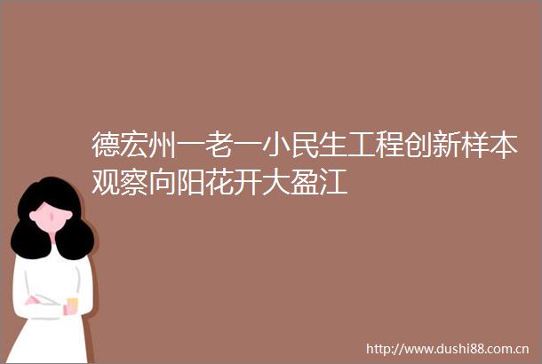 德宏州一老一小民生工程创新样本观察向阳花开大盈江