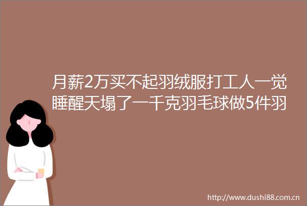 月薪2万买不起羽绒服打工人一觉睡醒天塌了一千克羽毛球做5件羽绒服