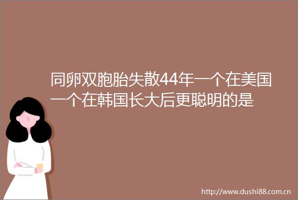 同卵双胞胎失散44年一个在美国一个在韩国长大后更聪明的是