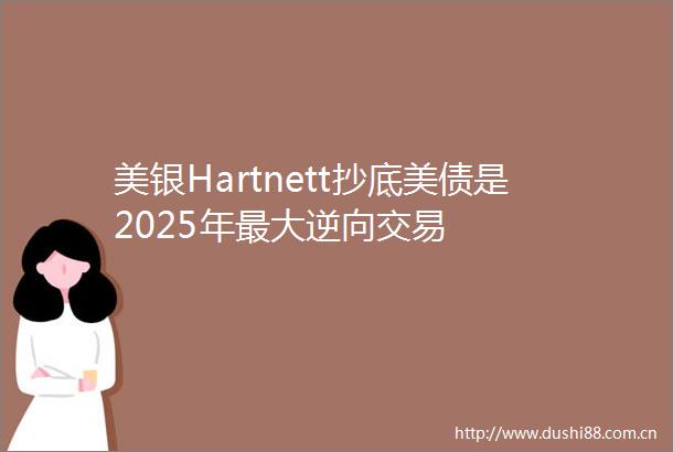 美银Hartnett抄底美债是2025年最大逆向交易