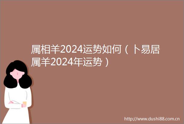 属相羊2024运势如何（卜易居属羊2024年运势）