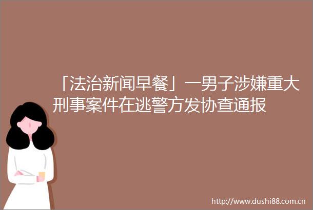 「法治新闻早餐」一男子重大刑事案件在逃警方发协查通报