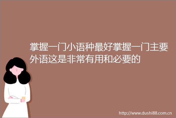 掌握一门小语种最好掌握一门主要外语这是非常有用和必要的