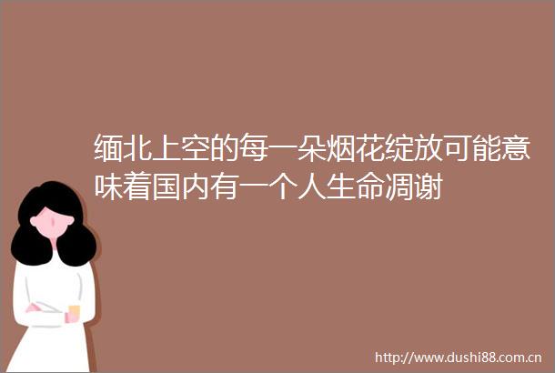 缅北上空的每一朵烟花绽放可能意味着国内有一个人生命凋谢