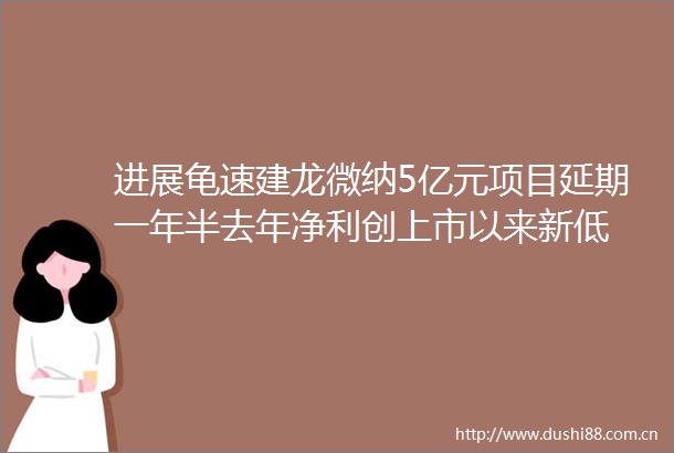 进展龟速建龙微纳5亿元项目延期一年半去年净利创上市以来新低