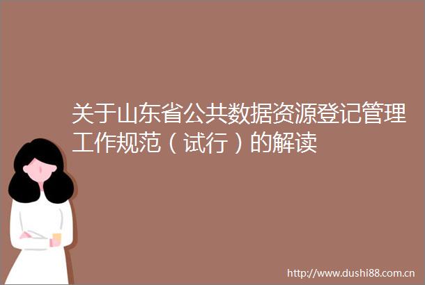 关于山东省公共数据资源登记管理工作规范（试行）的解读