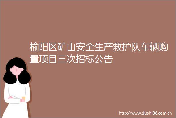 榆阳区矿山安全生产救护队车辆购置项目三次招标公告