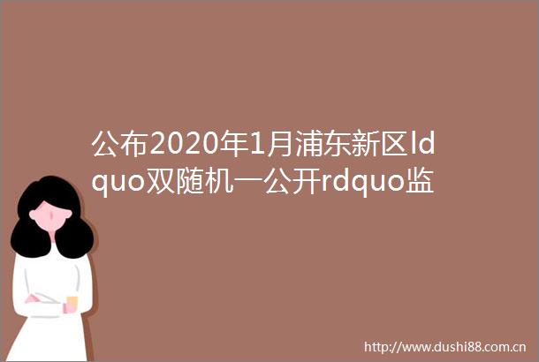 公布2020年1月浦东新区ldquo双随机一公开rdquo监督检查对象公示