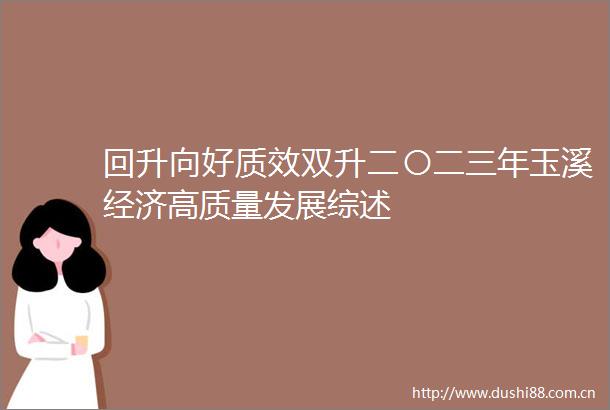 回升向好质效双升二〇二三年玉溪经济高质量发展综述