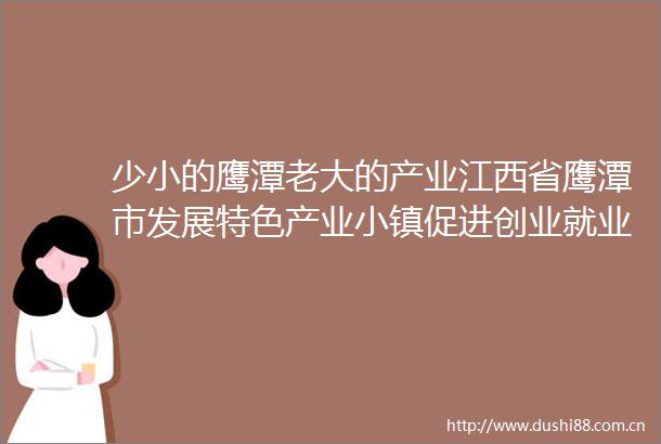 少小的鹰潭老大的产业江西省鹰潭市发展特色产业小镇促进创业就业调研