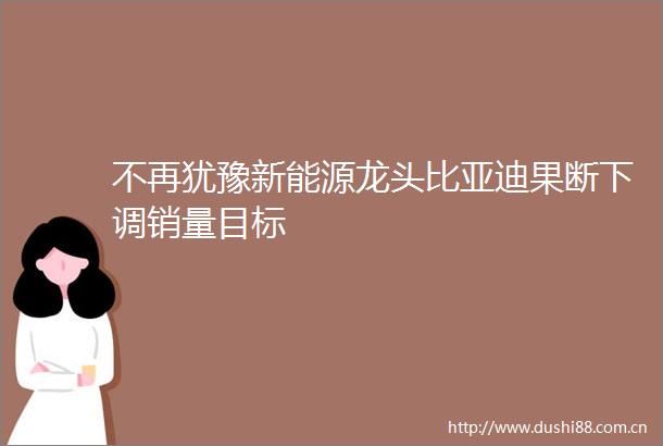 不再犹豫新能源龙头比亚迪果断下调销量目标