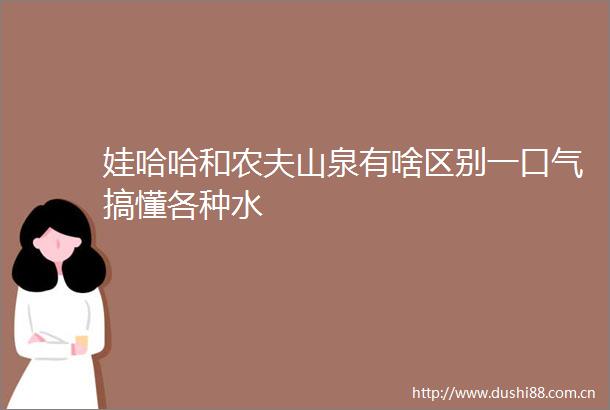 娃哈哈和农夫山泉有啥区别一口气搞懂各种水