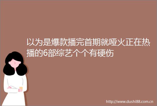 以为是爆款播完首期就哑火正在热播的6部综艺个个有硬伤