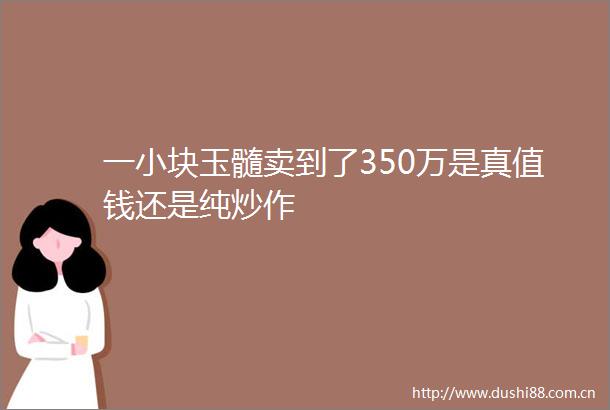 一小块玉髓卖到了350万是真值钱还是纯炒作