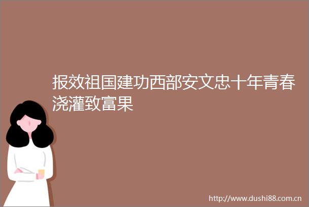 报效祖国建功西部安文忠十年青春浇灌致富果