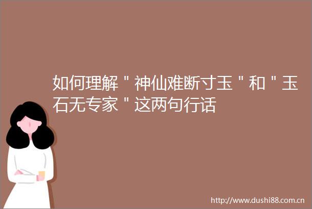如何理解＂神仙难断寸玉＂和＂玉石无专家＂这两句行话
