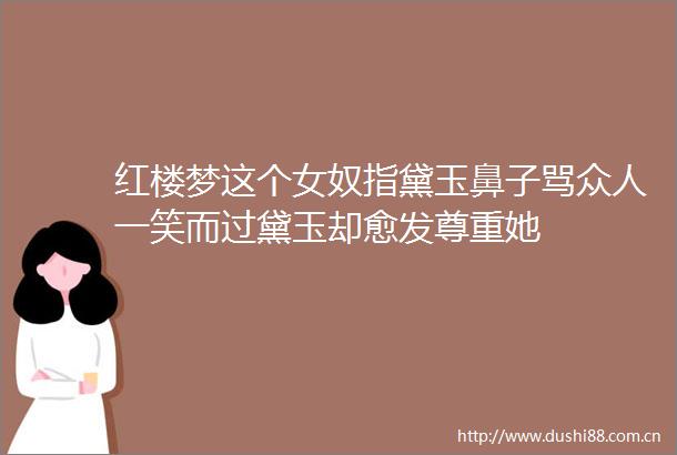 红楼梦这个女奴指黛玉鼻子骂众人一笑而过黛玉却愈发尊重她