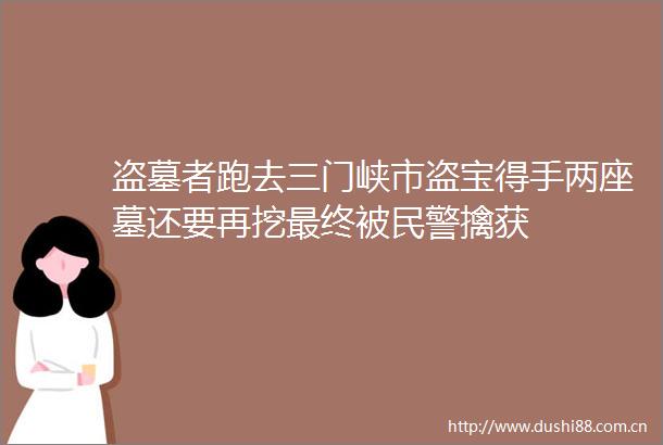 盗墓者跑去三门峡市盗宝得手两座墓还要再挖最终被擒获