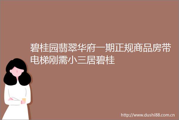 碧桂园翡翠华府一期正规商品房带电梯刚需居碧桂