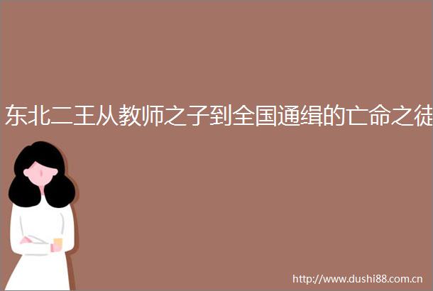 东北二王从教师之子到全国通缉的亡命之徒