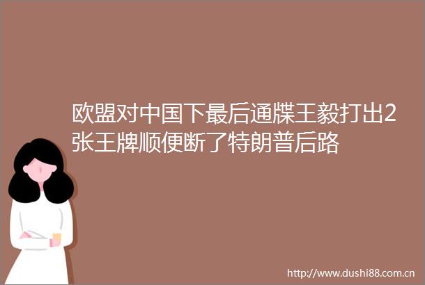欧盟对下最后通牒王毅打出2张王牌顺便断了特朗普后路