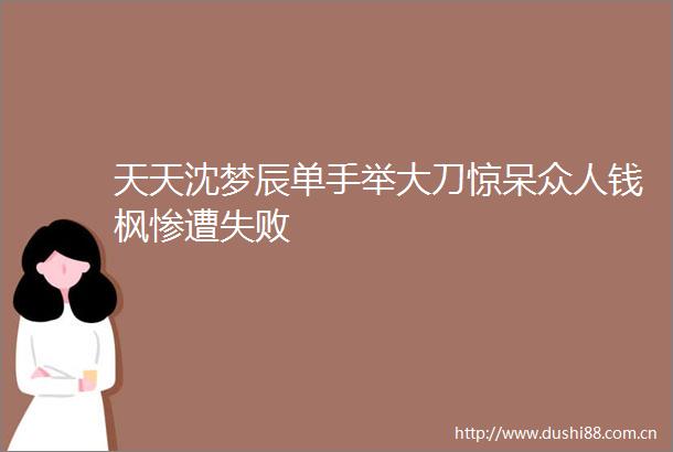 天天沈梦辰单手举大刀惊呆众人钱枫惨遭失败