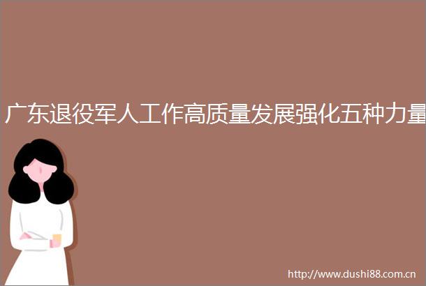 广东退役军人工作高质量发展强化五种力量