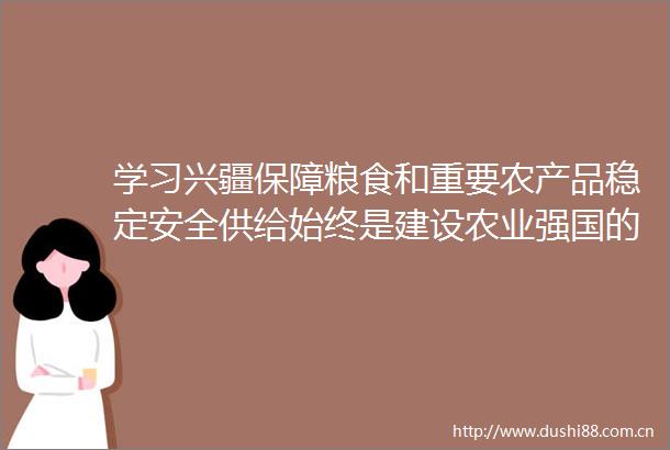 学习兴疆保障粮食和重要农产品稳定安全供给始终是建设农业强国的头等大事